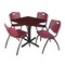 Cain Cain Square Table & Chair Set, Wood, Metal, Plastic Top, Mahogany TB3030MH47BY - alternate 1